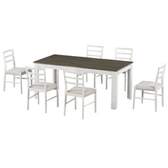 Bellemave® 7 - Piece Wooden Dining Table Set Multifunctional Extendable Table with Leaf and 2 Drawers, 6 Soft Cushion Dining Chairs - Bellemave