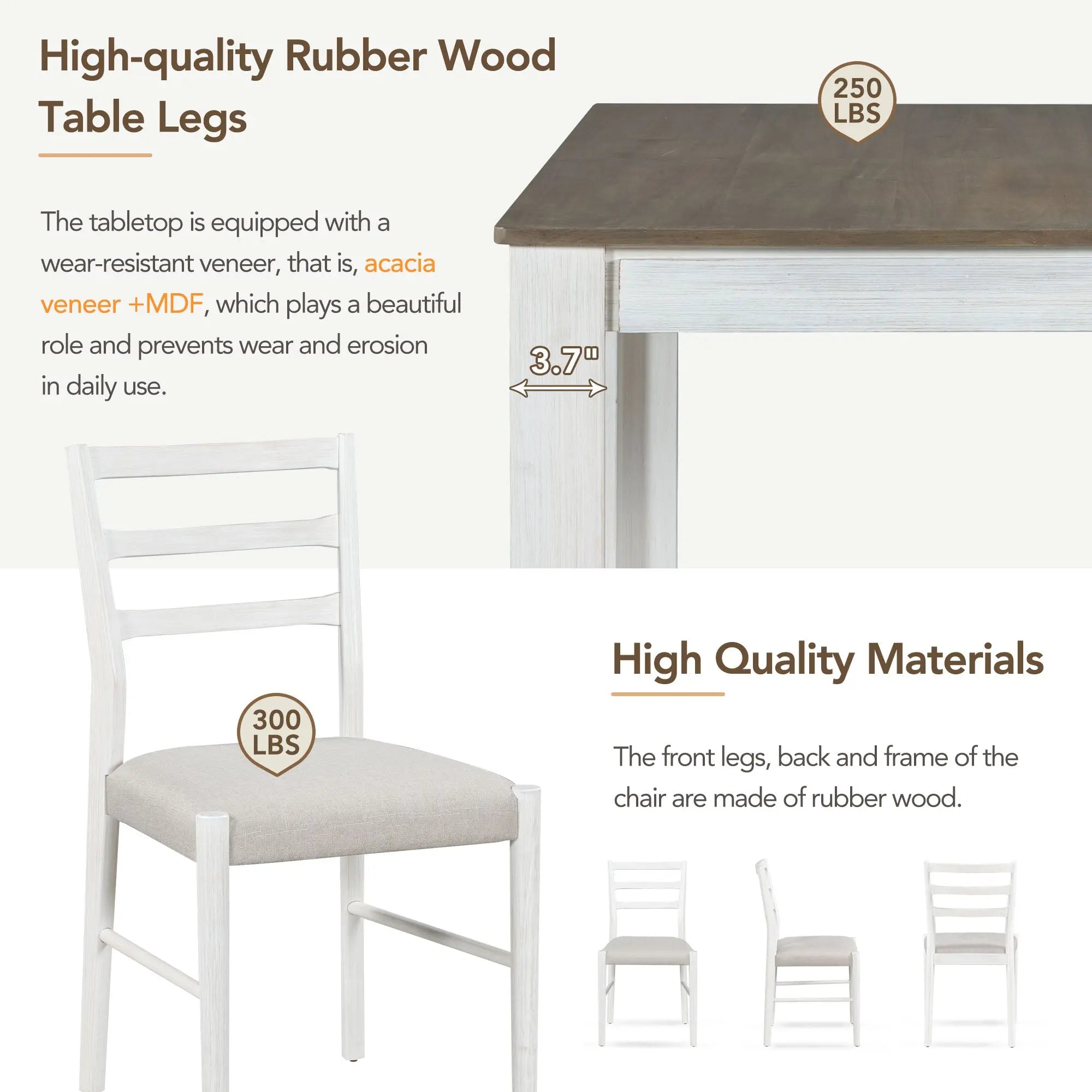 Bellemave® 7 - Piece Wooden Dining Table Set Multifunctional Extendable Table with Leaf and 2 Drawers, 6 Soft Cushion Dining Chairs - Bellemave