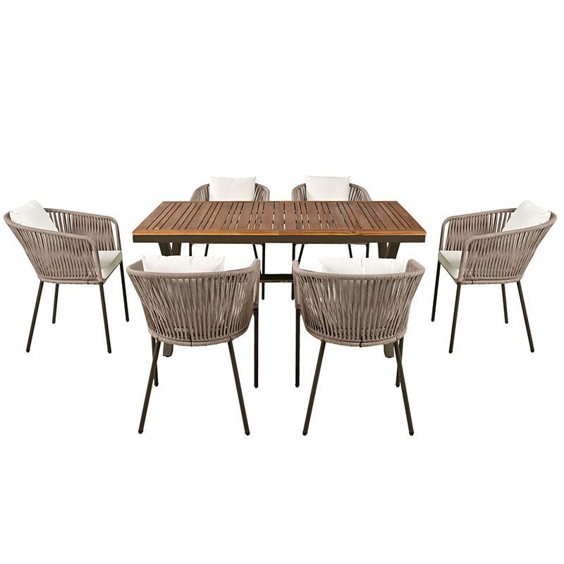Bellemave® 7 Pieces Acacia Wood Patio Dining Set With Dining Table and Chairs - Bellemave