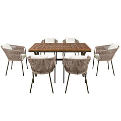 Bellemave® 7 Pieces Acacia Wood Patio Dining Set With Dining Table and Chairs - Bellemave