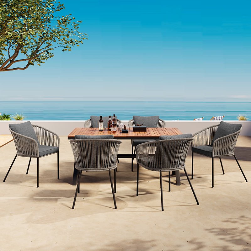 Bellemave® 7 Pieces Acacia Wood Patio Dining Set With Dining Table and Chairs - Bellemave