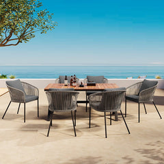 Bellemave® 7 Pieces Acacia Wood Patio Dining Set With Dining Table and Chairs - Bellemave