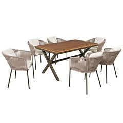 Bellemave® 7 Pieces Acacia Wood Patio Dining Set With Dining Table and Chairs - Bellemave