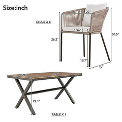 Bellemave® 7 Pieces Acacia Wood Patio Dining Set With Dining Table and Chairs - Bellemave