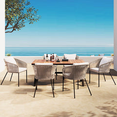 Bellemave® 7 Pieces Acacia Wood Patio Dining Set With Dining Table and Chairs - Bellemave