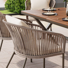 Bellemave® 7 Pieces Acacia Wood Patio Dining Set With Dining Table and Chairs - Bellemave