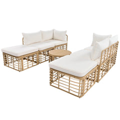 Bellemave® 7 - Pieces All - Weather Rattan Sectional Sofa Set with Thick Cushions and Pillows - Bellemave