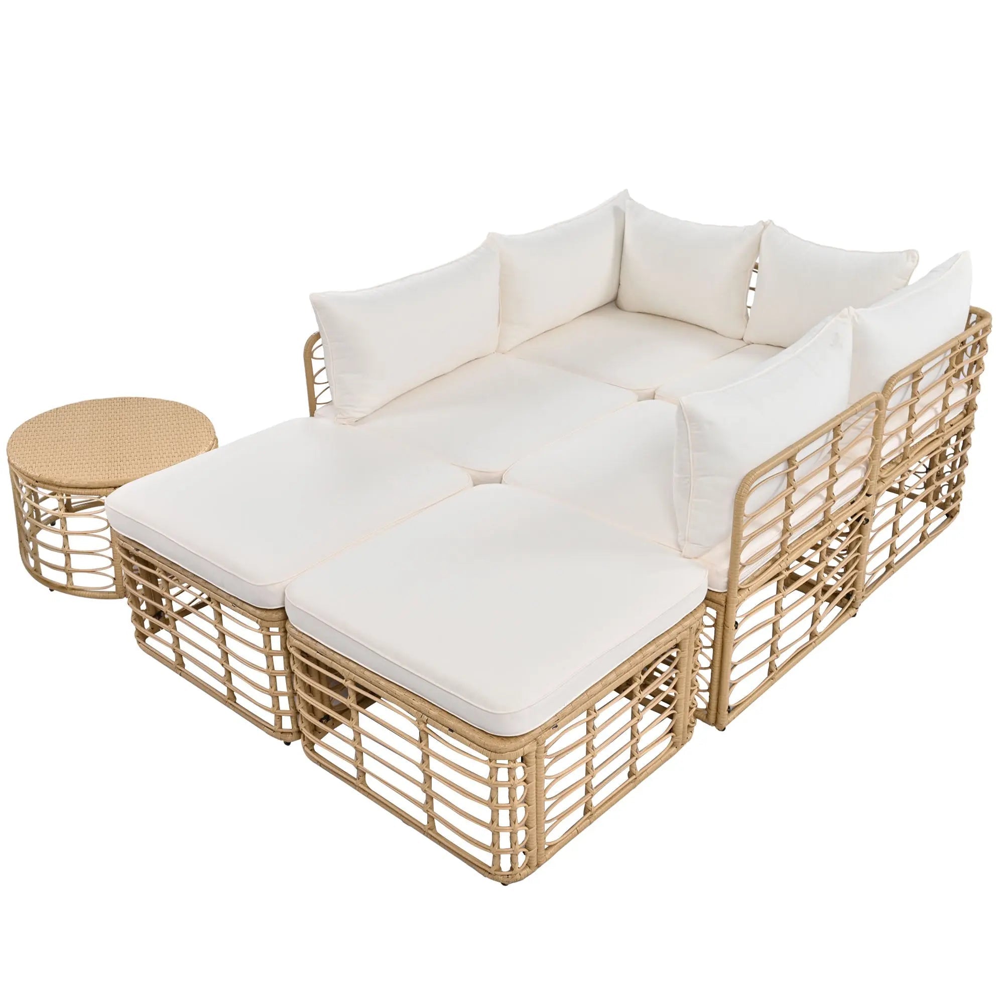 Bellemave® 7 - Pieces All - Weather Rattan Sectional Sofa Set with Thick Cushions and Pillows - Bellemave