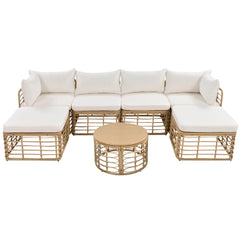 Bellemave® 7 - Pieces All - Weather Rattan Sectional Sofa Set with Thick Cushions and Pillows - Bellemave