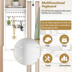 Bellemave® 70.8" Hall Tree Storage with Cushioned Storage Bench, Pegboard and 4 Hooks - Bellemave