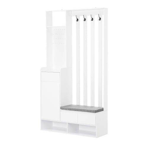 Bellemave® 70.8" Hall Tree Storage with Cushioned Storage Bench, Pegboard and 4 Hooks - Bellemave