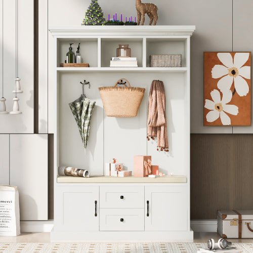 Bellemave® 70.9" 3 - in - 1 Design Hall Tree with 3 Hooks , Coat Hanger, Storage Bench - Bellemave