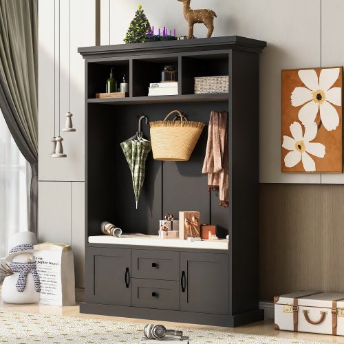 Bellemave® 70.9" 3 - in - 1 Design Hall Tree with 3 Hooks , Coat Hanger, Storage Bench - Bellemave