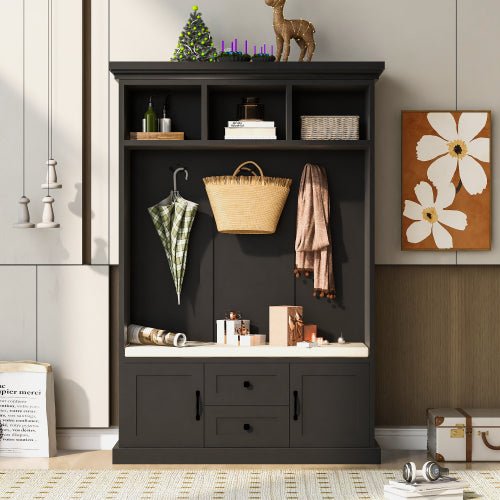 Bellemave® 70.9" 3 - in - 1 Design Hall Tree with 3 Hooks , Coat Hanger, Storage Bench - Bellemave
