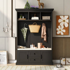 Bellemave® 70.9" 3 - in - 1 Design Hall Tree with 3 Hooks , Coat Hanger, Storage Bench - Bellemave