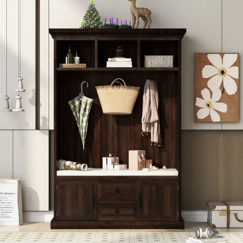 Bellemave® 70.9" 3 - in - 1 Design Hall Tree with 3 Hooks , Coat Hanger, Storage Bench - Bellemave
