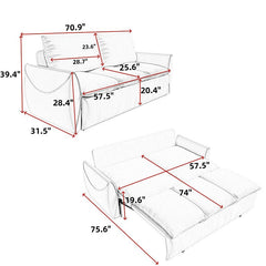 Bellemave® 70.9" Multi - Functional Velvet Loveseat Bed with 2 - in - 1 Pillow and Blanket Set - Bellemave