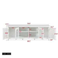 Bellemave® 71" chstylish TV Cabinet Entertainment Center TV Stand Solid Wood Frame,ChangHong Glass Door,Metal Handle - Bellemave