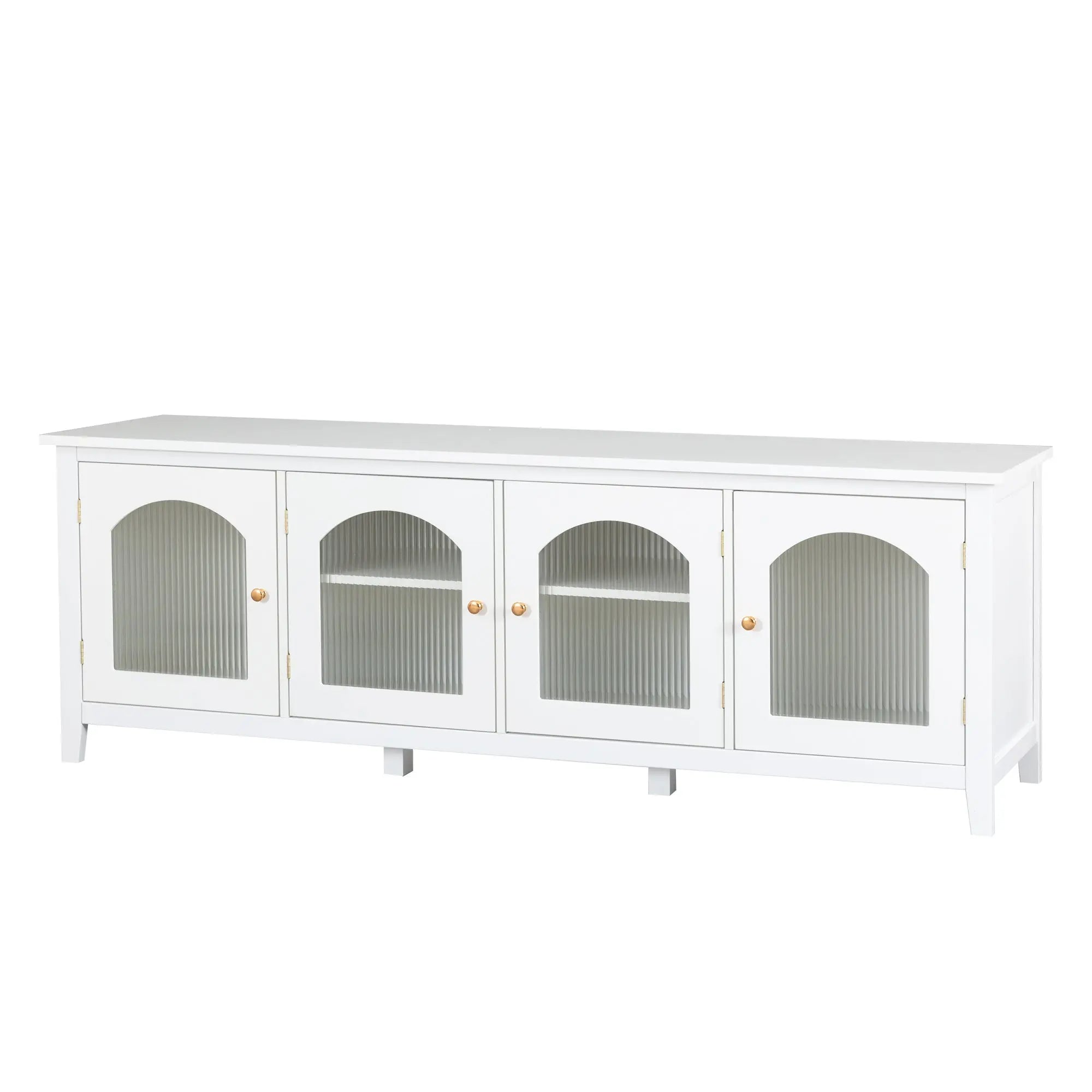 Bellemave® 71" chstylish TV Cabinet Entertainment Center TV Stand Solid Wood Frame,ChangHong Glass Door,Metal Handle - Bellemave