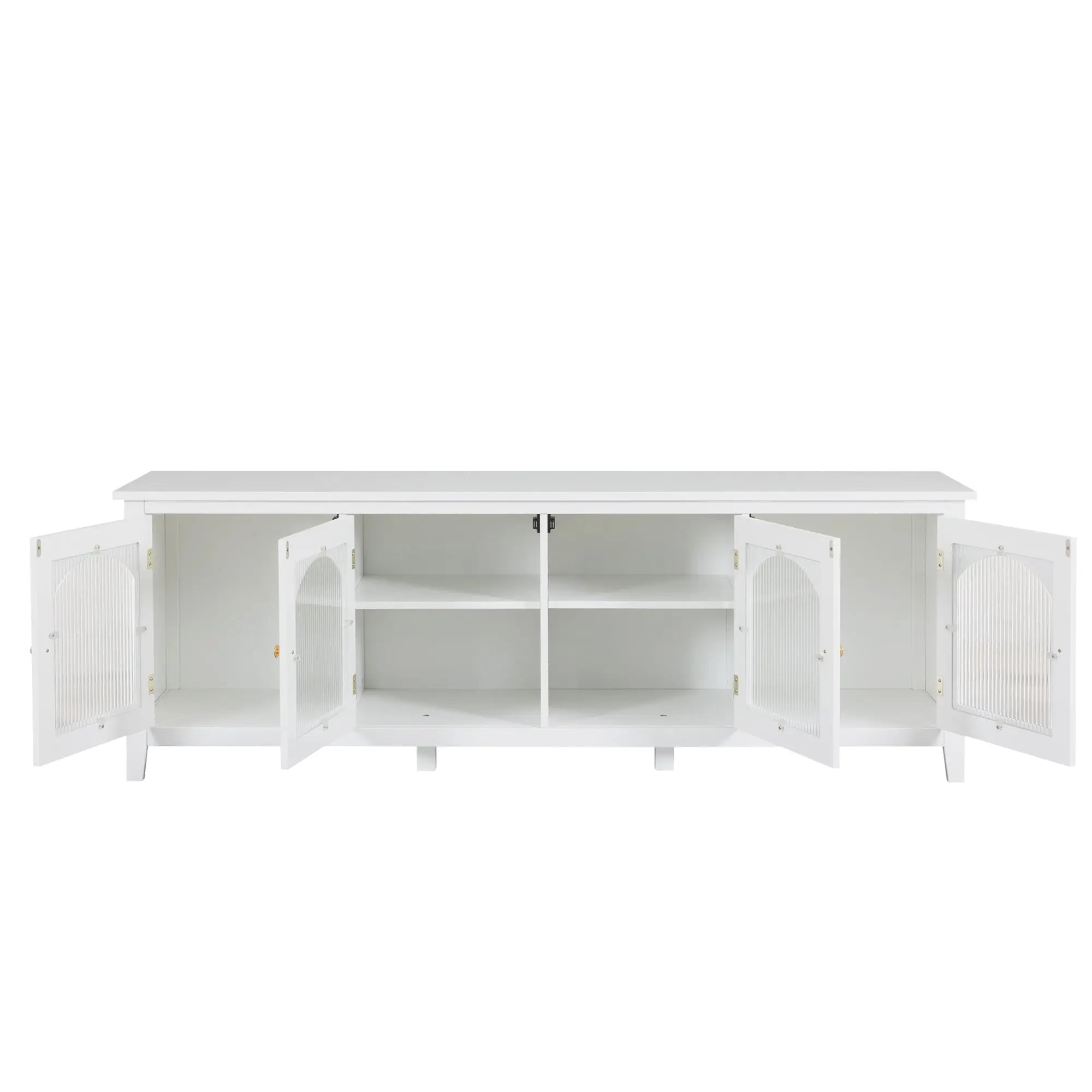 Bellemave® 71" chstylish TV Cabinet Entertainment Center TV Stand Solid Wood Frame,ChangHong Glass Door,Metal Handle - Bellemave