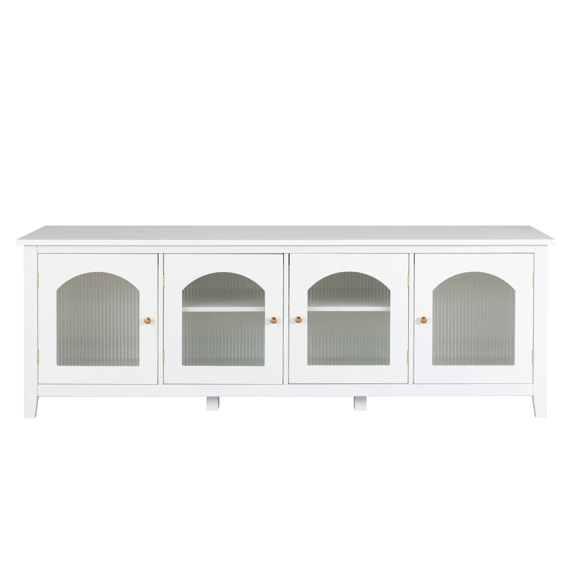 Bellemave® 71" chstylish TV Cabinet Entertainment Center TV Stand Solid Wood Frame,ChangHong Glass Door,Metal Handle - Bellemave