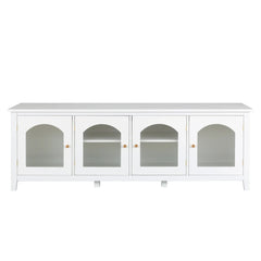 Bellemave® 71" chstylish TV Cabinet Entertainment Center TV Stand Solid Wood Frame,ChangHong Glass Door,Metal Handle - Bellemave