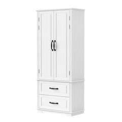 Bellemave® 71" Embossed Texture Freestanding Cupboard Cabinet with 2 Large Drawers, 8 Door Shelves and 3 Cabinet Shelves - Bellemave