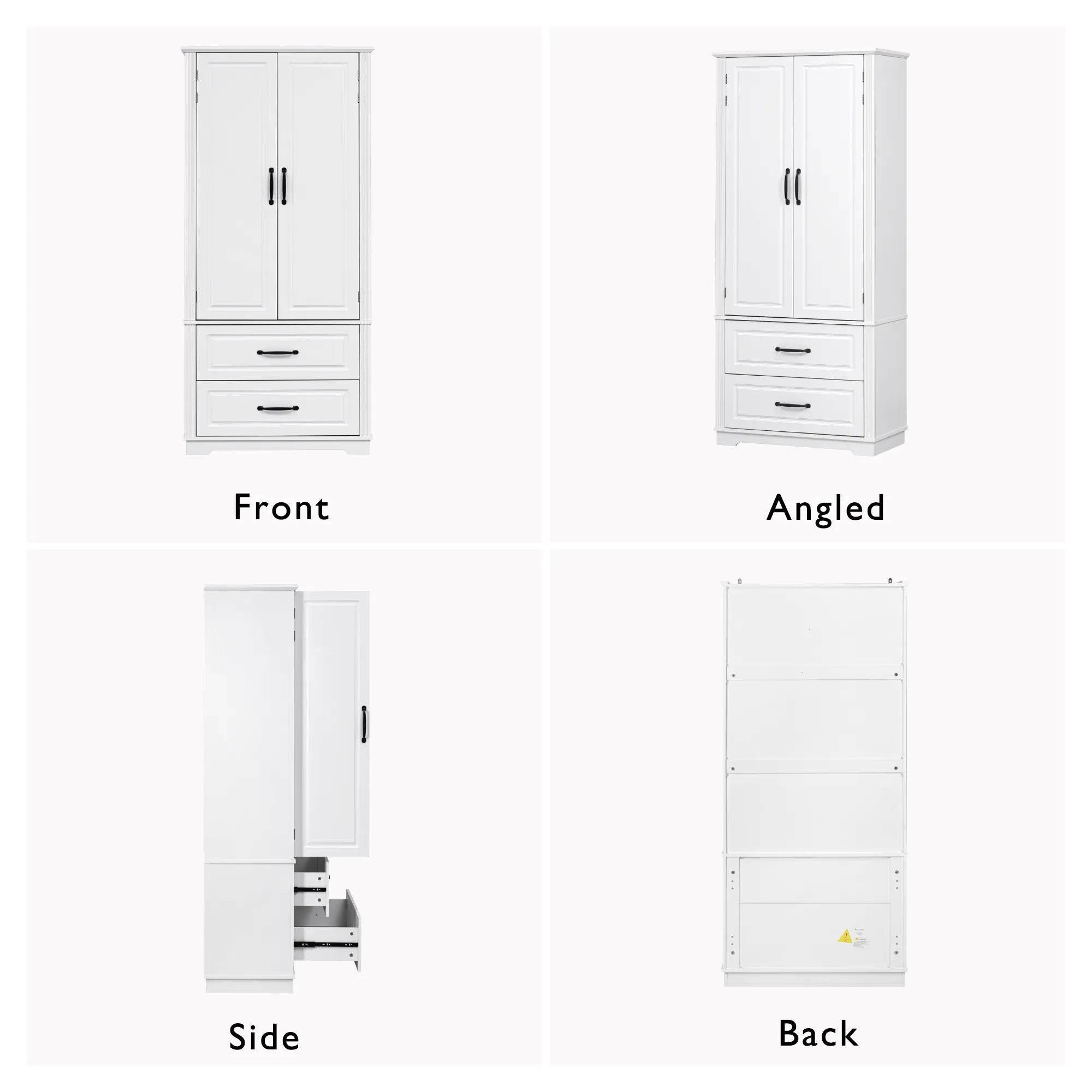 Bellemave® 71" Embossed Texture Freestanding Cupboard Cabinet with 2 Large Drawers, 8 Door Shelves and 3 Cabinet Shelves - Bellemave