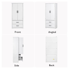 Bellemave® 71" Embossed Texture Freestanding Cupboard Cabinet with 2 Large Drawers, 8 Door Shelves and 3 Cabinet Shelves - Bellemave