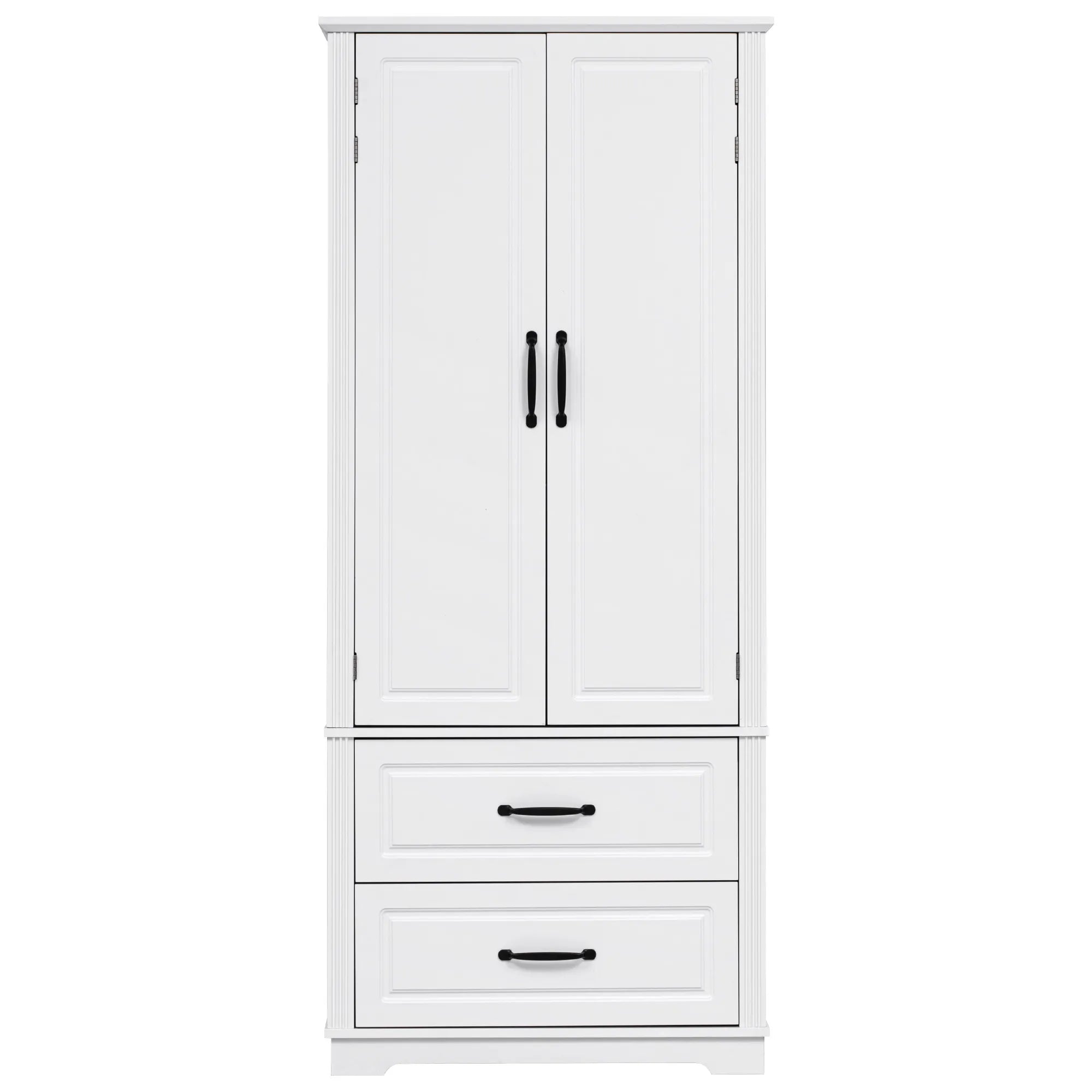 Bellemave® 71" Embossed Texture Freestanding Cupboard Cabinet with 2 Large Drawers, 8 Door Shelves and 3 Cabinet Shelves - Bellemave
