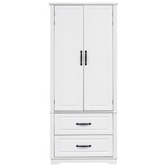 Bellemave® 71" Embossed Texture Freestanding Cupboard Cabinet with 2 Large Drawers, 8 Door Shelves and 3 Cabinet Shelves - Bellemave
