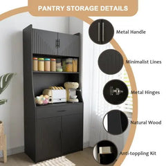 Bellemave® 71" Kitchen Storage Cabinet with Charging Station,Pantry with 2 Cabinet ,1 large storage drawer & 1 Large Countertop - Bellemave