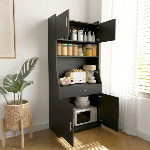 Bellemave® 71" Kitchen Storage Cabinet with Charging Station,Pantry with 2 Cabinet ,1 large storage drawer & 1 Large Countertop - Bellemave