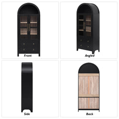 Bellemave® 71" Tall Arched Kitchen Pantry Cabinet with 2 Large Drawers, Adjustable Shelves, Glass Door - Bellemave