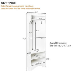 Bellemave® 71.6" Minimalist Corner Hall Tree with Adjustable Shelf, Shoe Bench and 4 Hooks - Bellemave