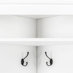 Bellemave® 71.6" Minimalist Corner Hall Tree with Adjustable Shelf, Shoe Bench and 4 Hooks - Bellemave