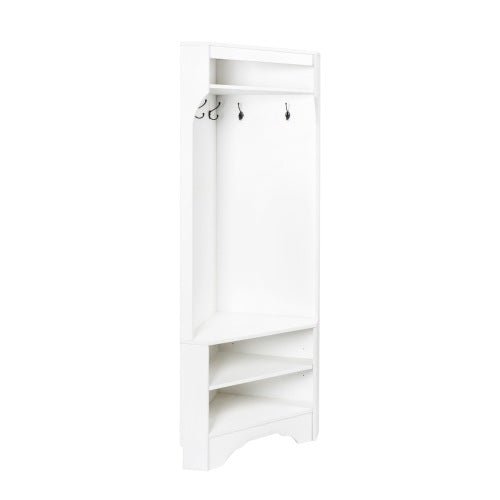 Bellemave® 71.6" Minimalist Corner Hall Tree with Adjustable Shelf, Shoe Bench and 4 Hooks - Bellemave