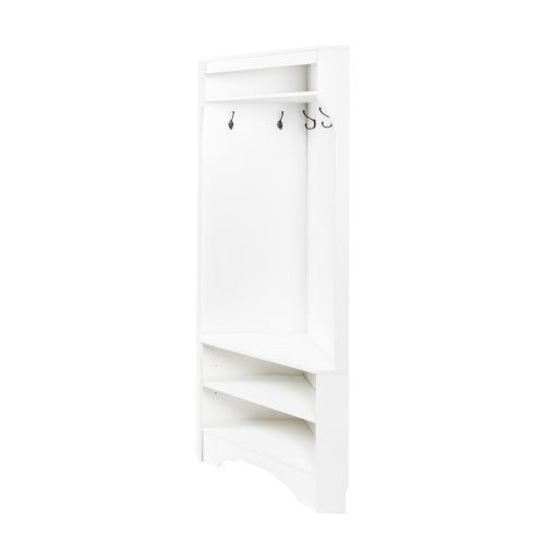 Bellemave® 71.6" Minimalist Corner Hall Tree with Adjustable Shelf, Shoe Bench and 4 Hooks - Bellemave