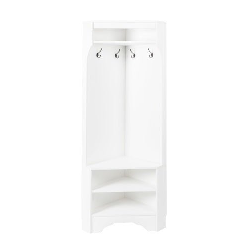 Bellemave® 71.6" Minimalist Corner Hall Tree with Adjustable Shelf, Shoe Bench and 4 Hooks - Bellemave