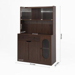 Bellemave® 71"Tall Kitchen Pantry Storage Cabinet with Reeded Glass Doors and Microwave Stand - Bellemave