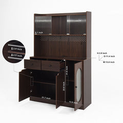 Bellemave® 71"Tall Kitchen Pantry Storage Cabinet with Reeded Glass Doors and Microwave Stand - Bellemave