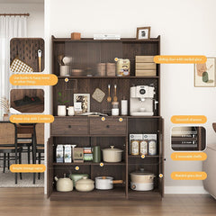 Bellemave® 71"Tall Kitchen Pantry Storage Cabinet with Reeded Glass Doors and Microwave Stand - Bellemave