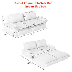 Bellemave® 73.2" 3 - in - 1 Queen Pull Out Sofa Bed,Convertible Sleeper Sofa - Bellemave