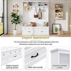 Bellemave® 74" Elegant Wide Hall Tree with 5 Hooks, Versatile Entryway Lift Top Storage Bench with 2 Drawers - Bellemave