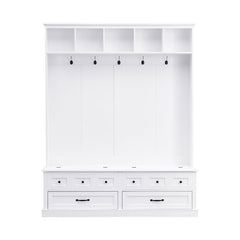 Bellemave® 74" Elegant Wide Hall Tree with 5 Hooks, Versatile Entryway Lift Top Storage Bench with 2 Drawers - Bellemave