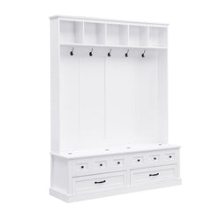 Bellemave® 74" Elegant Wide Hall Tree with 5 Hooks, Versatile Entryway Lift Top Storage Bench with 2 Drawers - Bellemave