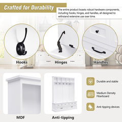 Bellemave® 74" Elegant Wide Hall Tree with 5 Hooks, Versatile Entryway Lift Top Storage Bench with 2 Drawers - Bellemave
