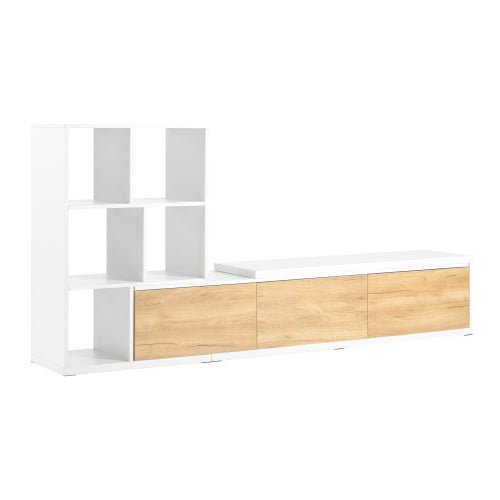 Bellemave® 74.8" Extendable TV Stand with 3 Tier Bookshelves and Storage Cabinets - Bellemave