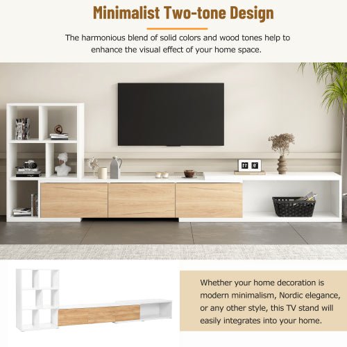 Bellemave® 74.8" Extendable TV Stand with 3 Tier Bookshelves and Storage Cabinets - Bellemave