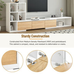 Bellemave® 74.8" Extendable TV Stand with 3 Tier Bookshelves and Storage Cabinets - Bellemave